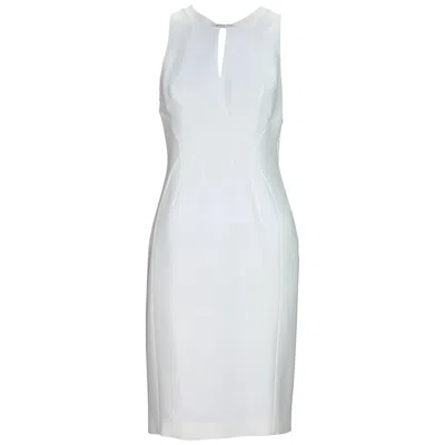 Pre-owned Versace New  White Silk Cocktail Dress With Swarovski Crystals It 40 -us 6