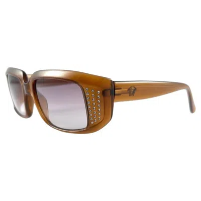 Pre-owned Versace New Vintage Gianni  Mod 4035b Translucent Honey 2000's Italy Sunglasses In Brown