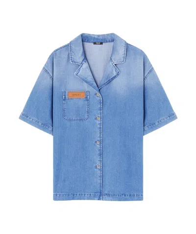 Versace Chemise Ample En Denim In Blue