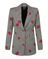 VERSACE NOTCHED LAPEL ROSE EMBROIDERED BLAZER