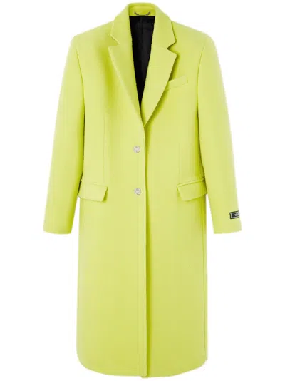 Versace Notched-lapels Single-breasted Coat In Yellow