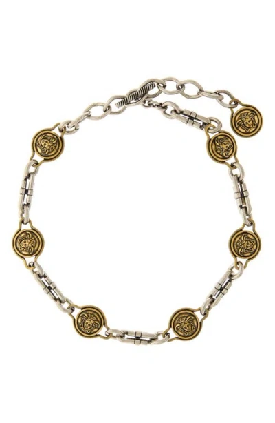 Versace Novantatré Mixed Metal Necklace In Gold