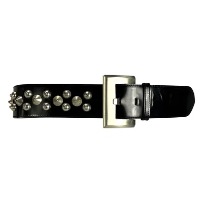 Pre-owned Versace Nwt 1980s Gianni  Black Oversized Studded Waist Belt