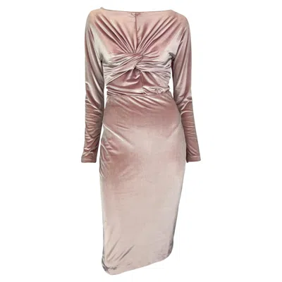 Pre-owned Versace Nwt F/w 1995 Gianni  Ruched Pink Velvet Bow Bodysuit Skirt Set It44