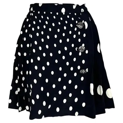 Pre-owned Versace Nwt S/s 1994 Gianni  Black White Polka Dot Pleated Wrap Skirt 38it/4us