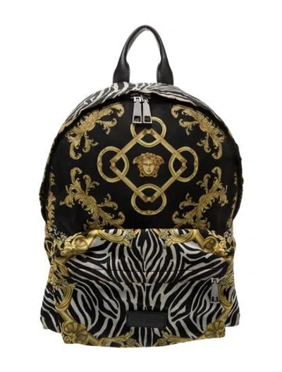 Pre-owned Versace Nylon Backpack In Black