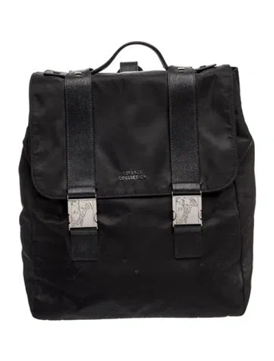 Pre-owned Versace Nylon Backpack In Black