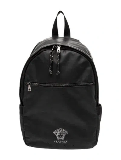 Pre-owned Versace Nylon Backpack In Black
