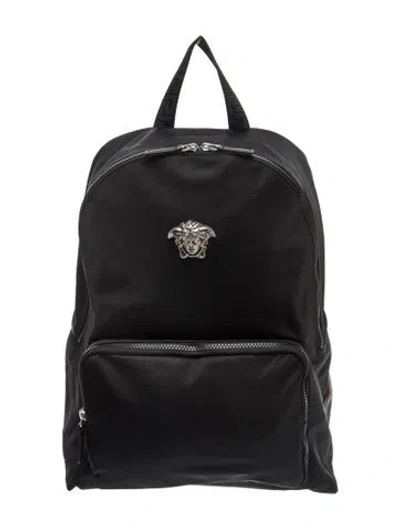 Pre-owned Versace Nylon Backpack In Black