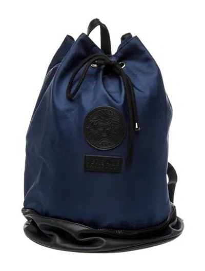 Pre-owned Versace Nylon Backpack In Blue