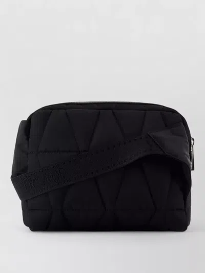 Versace Nylon Belt Bag Adjustable Strap Crossbody In Black