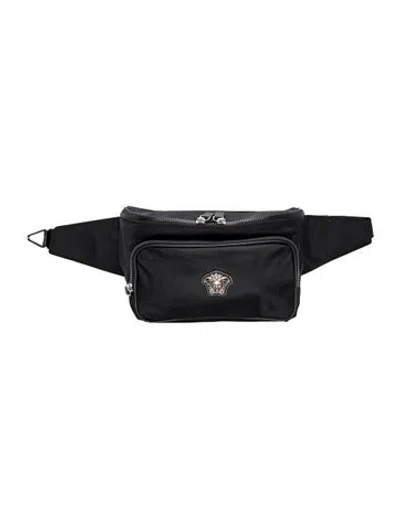 Pre-owned Versace Nylon Belt Bag In Black