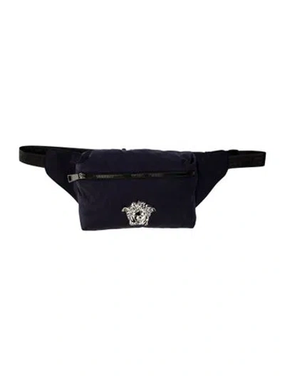 Pre-owned Versace Nylon Belt Bag In Blue