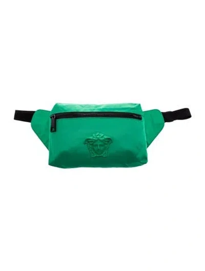Pre-owned Versace Nylon Belt Bag In Green