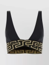 Versace Nylon Bikini Top With Elastic Underband And Racerback Design In Black