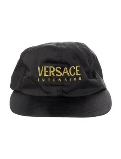 Pre-owned Versace Nylon Black Yellow Stitching Baseball Cap In Multi