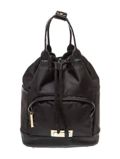 Pre-owned Versace Nylon Bucket Bag In Black
