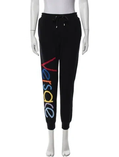 Pre-owned Versace Nylon Graphic Print Sweatpants In Black