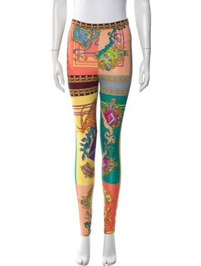 Pre-owned Versace Nylon Graphic Print Sweatpants In Orange