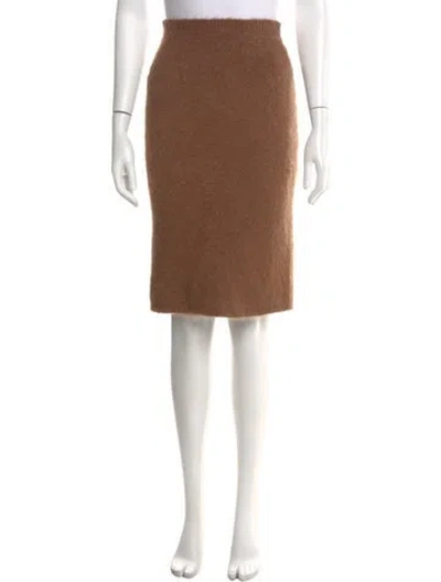 Pre-owned Versace Nylon Knee-length Skirt In Brown