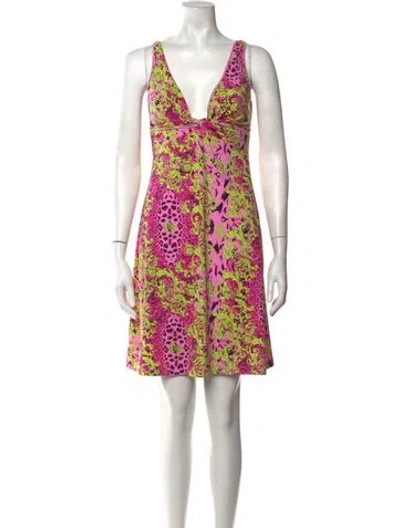 Pre-owned Versace Nylon Mini Dress In Orange