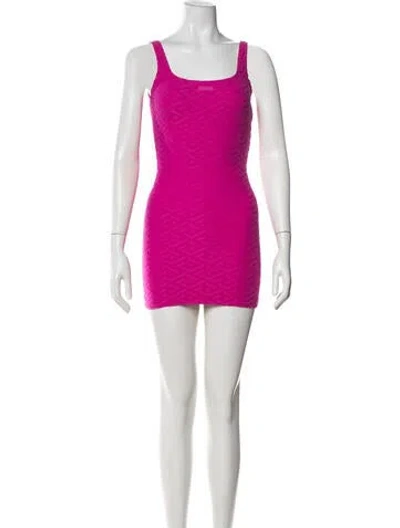 Pre-owned Versace Nylon Mini Dress In Purple