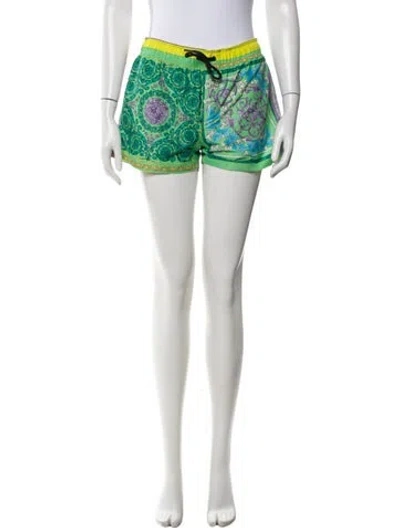 Pre-owned Versace Nylon Mini Shorts In Green