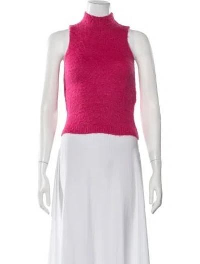 Pre-owned Versace Nylon Mock Neck Sweater In Pink