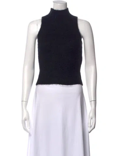 Pre-owned Versace Nylon Mock Neck Top In Black
