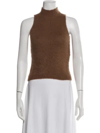 Pre-owned Versace Nylon Mock Neck Top W/ Tags In Brown