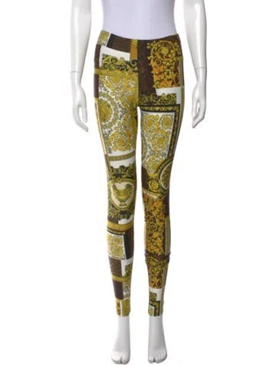 Pre-owned Versace Nylon Pants In Yellow