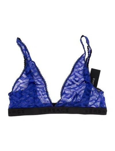 Pre-owned Versace Nylon Patterned Sports Bra W/ Tags In Blue