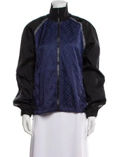 Pre-owned Versace Nylon Printed Faux Fur Jacket In Multi