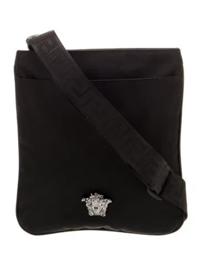 Pre-owned Versace Nylon Shoulder Bag In Black
