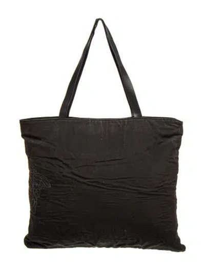 Pre-owned Versace Nylon Shoulder Bag In Black