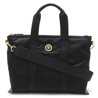 Pre-owned Versace Nylon Shoulder Bag Tote Bag () In Black