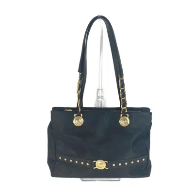 Pre-owned Versace Nylon Shoulder Bag Tote Bag () In Black