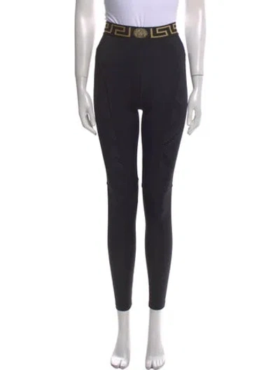 Pre-owned Versace Nylon Skinny Leg Pants In Black