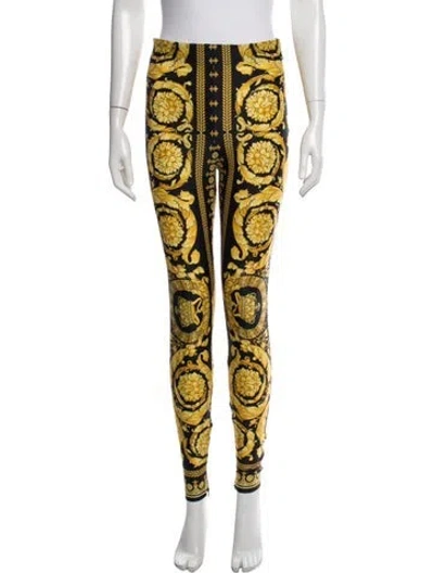 Pre-owned Versace Nylon Skinny Leg Pants In Black