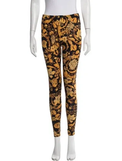 Pre-owned Versace Nylon Skinny Leg Pants In Black