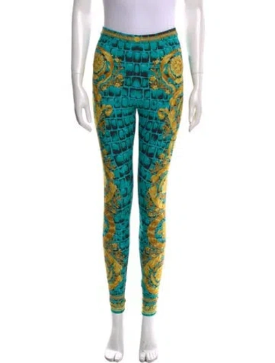 Pre-owned Versace Nylon Skinny Leg Pants In Blue