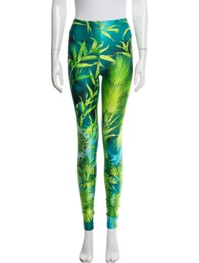 Pre-owned Versace Nylon Skinny Leg Pants In Blue/green