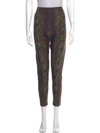 Pre-owned Versace Nylon Skinny Leg Pants In Brown
