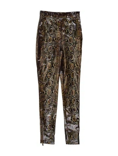 Pre-owned Versace Nylon Skinny Leg Pants In Brown