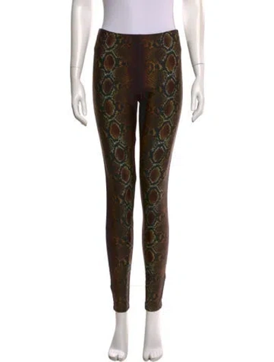 Pre-owned Versace Nylon Skinny Leg Pants In Brown