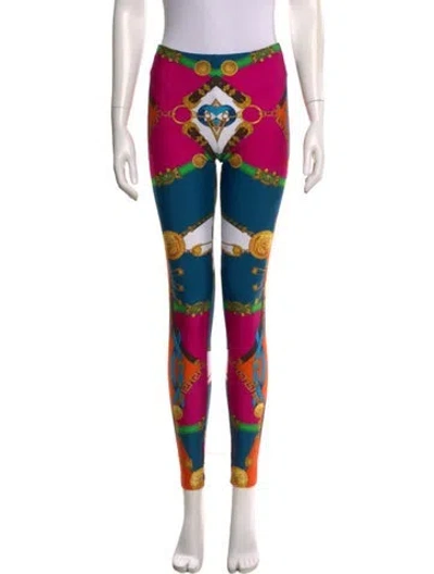 Pre-owned Versace Nylon Skinny Leg Pants In Multi