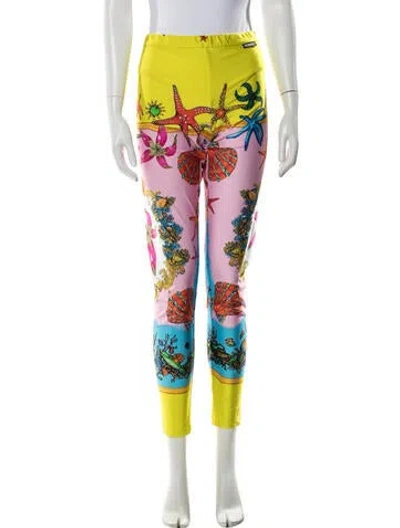 Pre-owned Versace Nylon Skinny Leg Pants In Pink