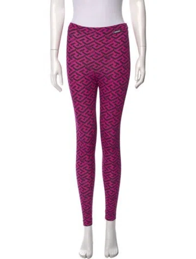 Pre-owned Versace Nylon Skinny Leg Pants In Purple