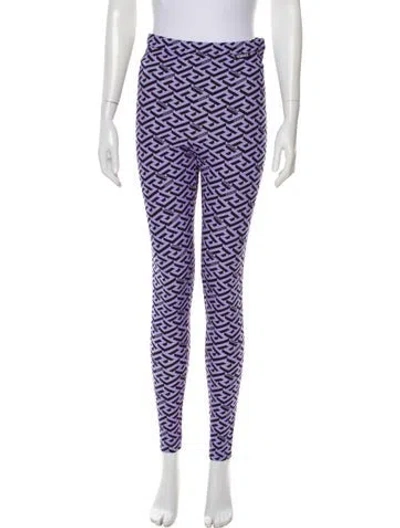 Pre-owned Versace Nylon Skinny Leg Pants In Purple
