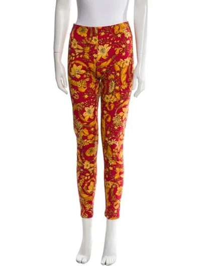 Pre-owned Versace Nylon Skinny Leg Pants In Red